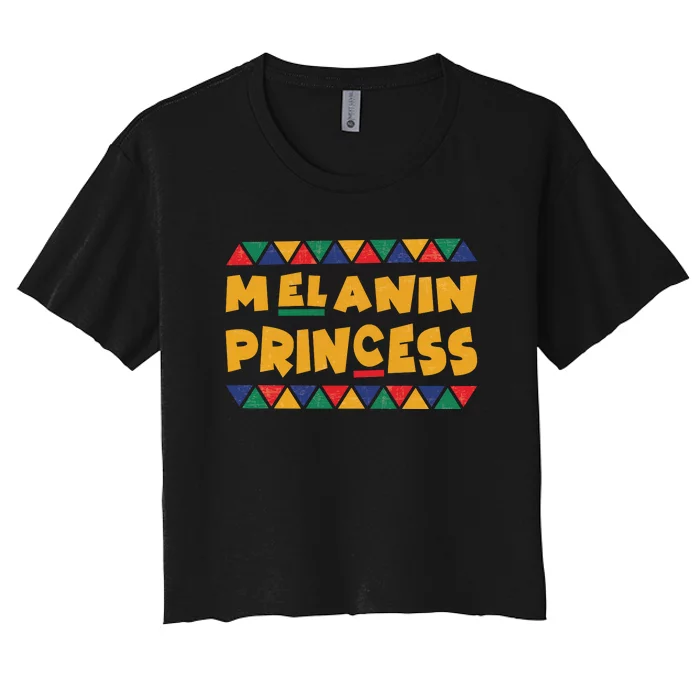 Melanin Princess Black Daughter Black Pride Family Matching Outfit Juneteenth Women's Crop Top Tee