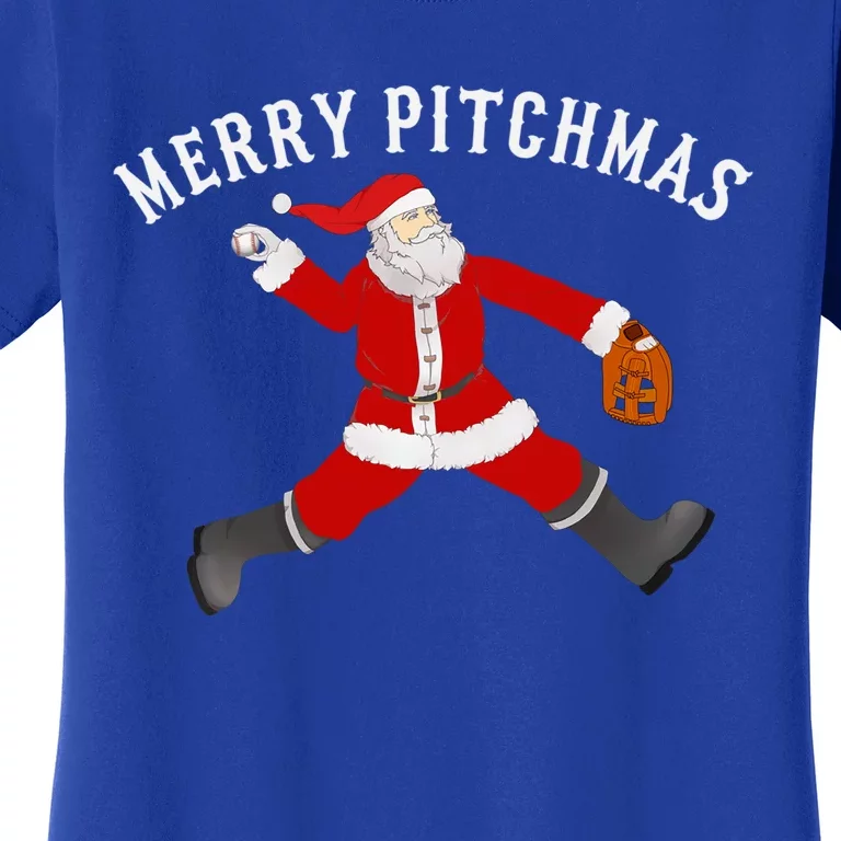 Merry Pitchmas Baseball Pitcher Gift Santa Christmas Gift Women's T-Shirt