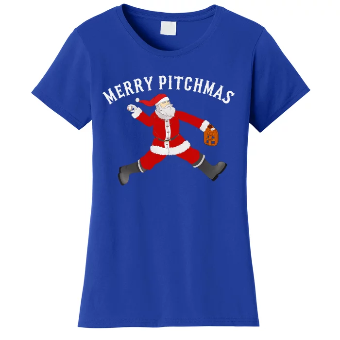 Merry Pitchmas Baseball Pitcher Gift Santa Christmas Gift Women's T-Shirt