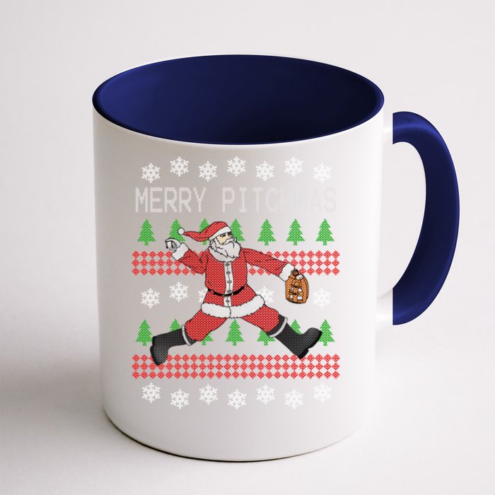 Merry Pitchmas Baseball Pitcher Funny Santa Christmas Gift Front & Back Coffee Mug