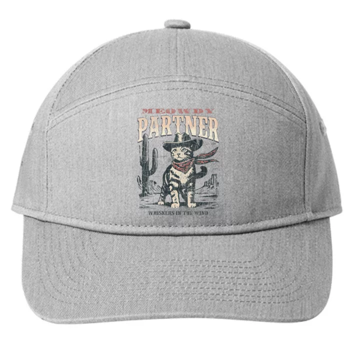 Meowdy Partner Cowboy Cat Vintage 7-Panel Snapback Hat