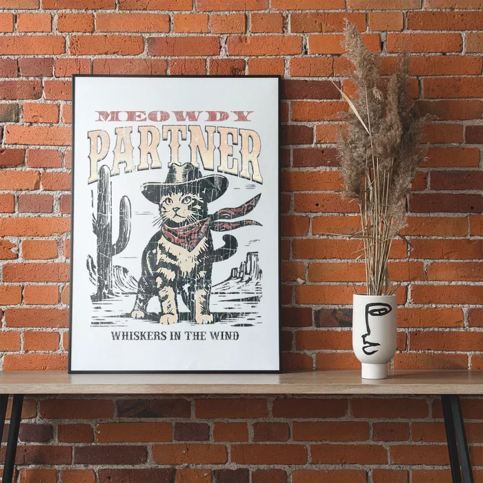 Meowdy Partner Cowboy Cat Vintage Poster