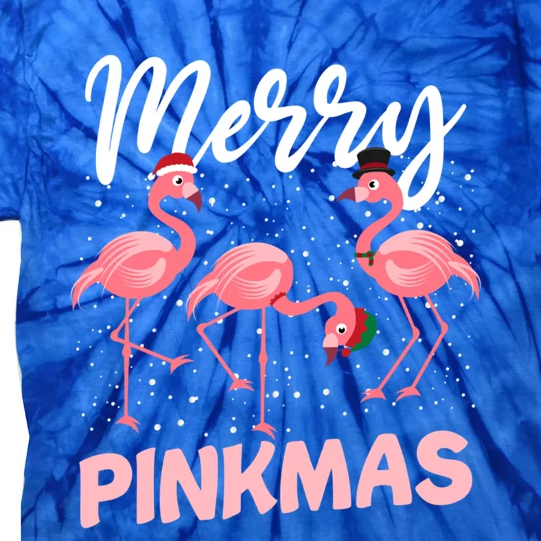 Merry Pinkmas Cute Pink Christmas Flamingo Lover Funny Xmas Cute Gift Tie-Dye T-Shirt