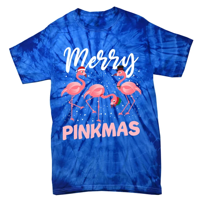 Merry Pinkmas Cute Pink Christmas Flamingo Lover Funny Xmas Cute Gift Tie-Dye T-Shirt