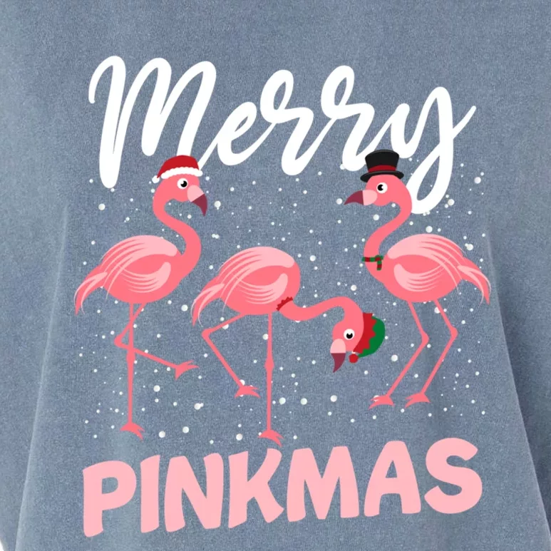 Merry Pinkmas Cute Pink Christmas Flamingo Lover Funny Xmas Cute Gift Garment-Dyed Women's Muscle Tee