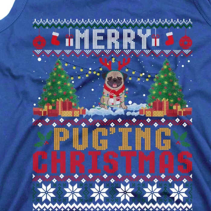 Merry Pugging Christmas Santa Claus Pug Dog Xmas Tree Lights Gift Tank Top