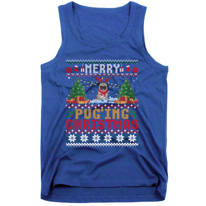 Merry Pugging Christmas Santa Claus Pug Dog Xmas Tree Lights Gift Tank Top