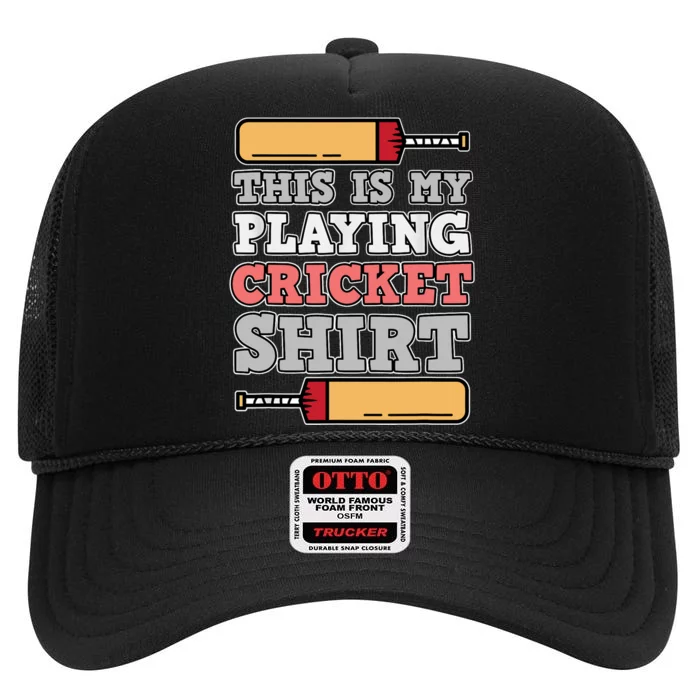 My Playing Cricket Sports Player Lover Team Coach Graphic High Crown Mesh Trucker Hat