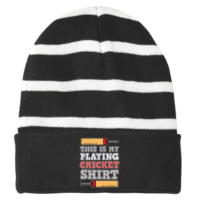 My Playing Cricket Sports Player Lover Team Coach Graphic Striped Beanie with Solid Band