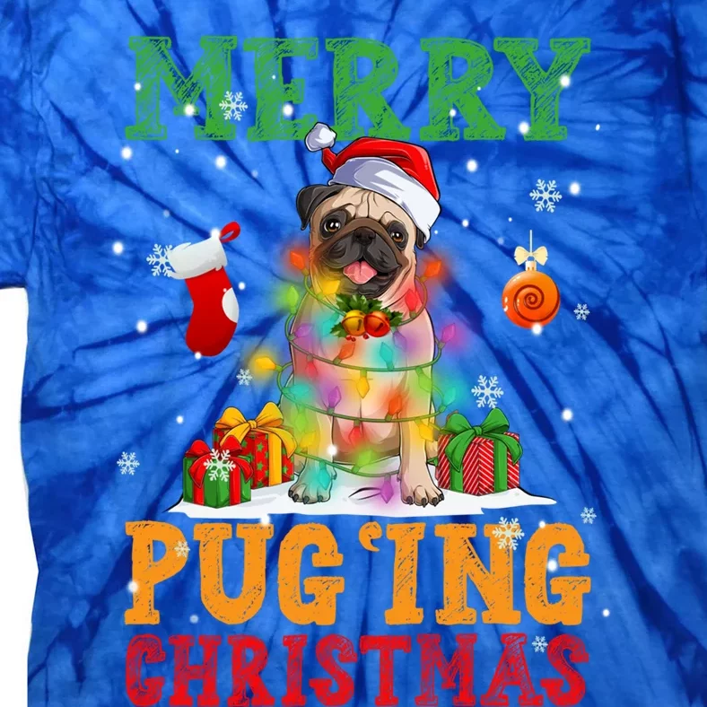 Merry Pugging Christmas Santa Claus Pug Dog Xmas Tree Lights Gift Tie-Dye T-Shirt