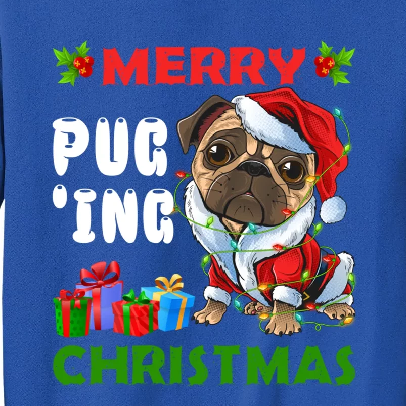 Merry PugIng Christmas Santa Pug Dog Christmas Tree Lights Gift Sweatshirt