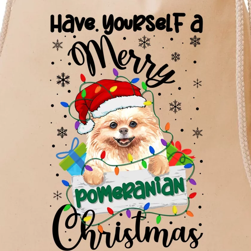 Merry Pomeranian Christmas Pomeranian Xmas Party Meaningful Gift Drawstring Bag