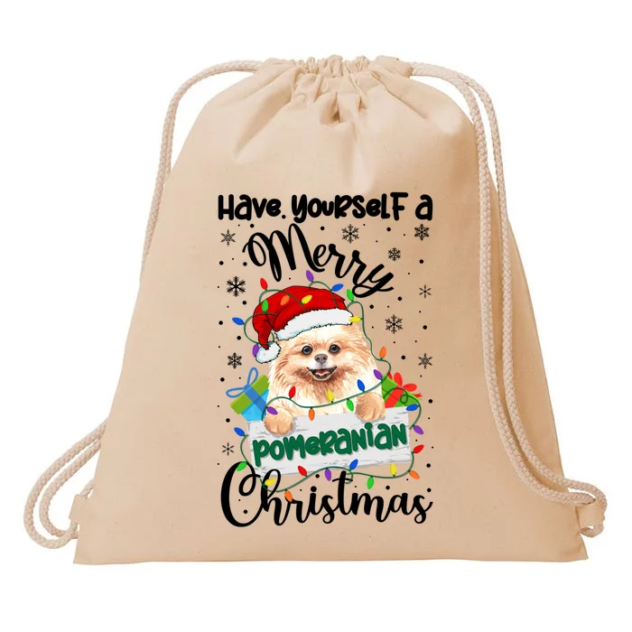 Merry Pomeranian Christmas Pomeranian Xmas Party Meaningful Gift Drawstring Bag