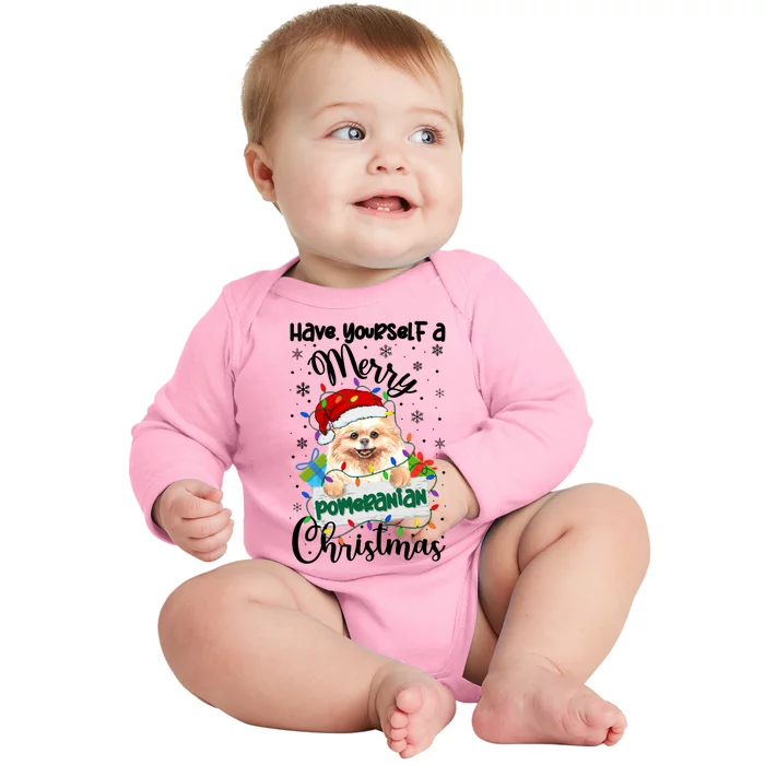 Merry Pomeranian Christmas Pomeranian Xmas Party Meaningful Gift Baby Long Sleeve Bodysuit