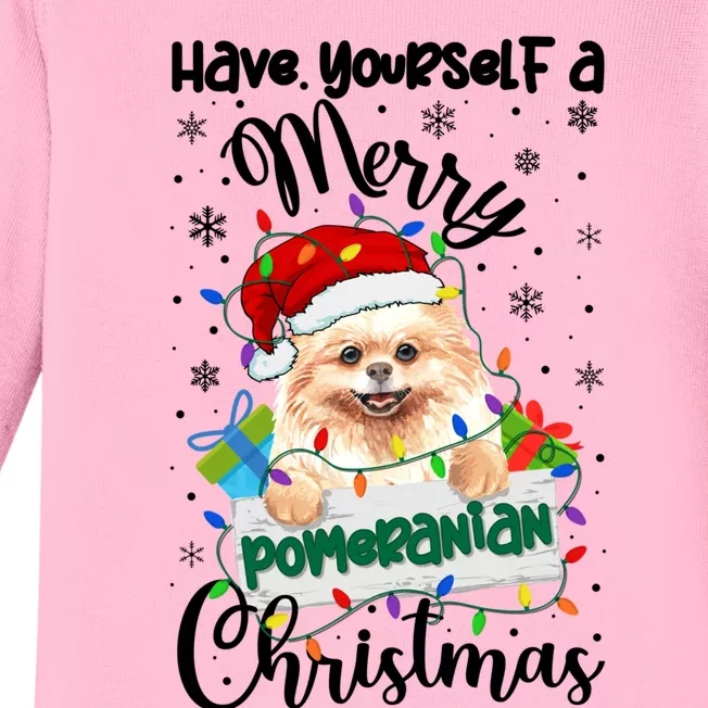 Merry Pomeranian Christmas Pomeranian Xmas Party Meaningful Gift Baby Long Sleeve Bodysuit