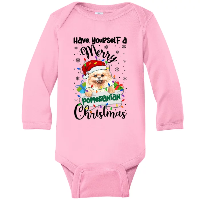 Merry Pomeranian Christmas Pomeranian Xmas Party Meaningful Gift Baby Long Sleeve Bodysuit