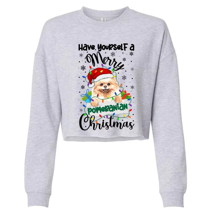 Merry Pomeranian Christmas Pomeranian Xmas Party Meaningful Gift Cropped Pullover Crew