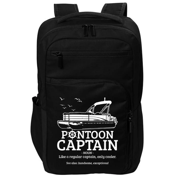 Mens Pontoon Captain Definition Funny Pontoon Boat Boating Impact Tech Backpack