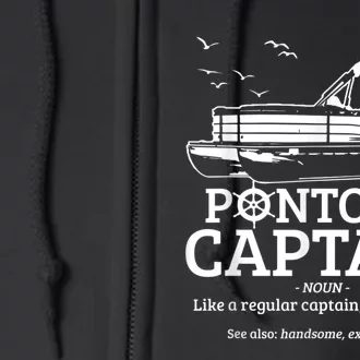 Mens Pontoon Captain Definition Funny Pontoon Boat Boating Full Zip Hoodie