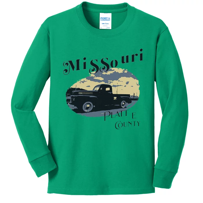 Missouri Platte County Vintage Classic Old Truck Kids Long Sleeve Shirt