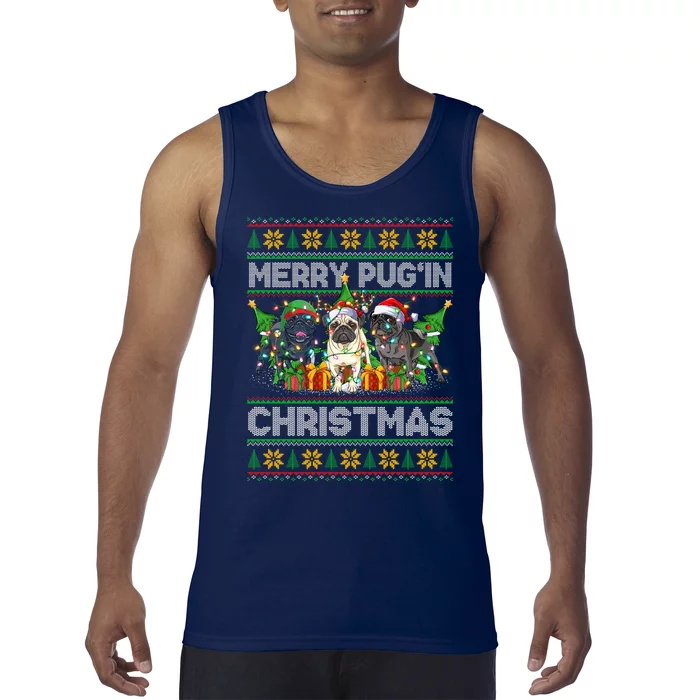 Merry PugIn Christmas Gift Tank Top