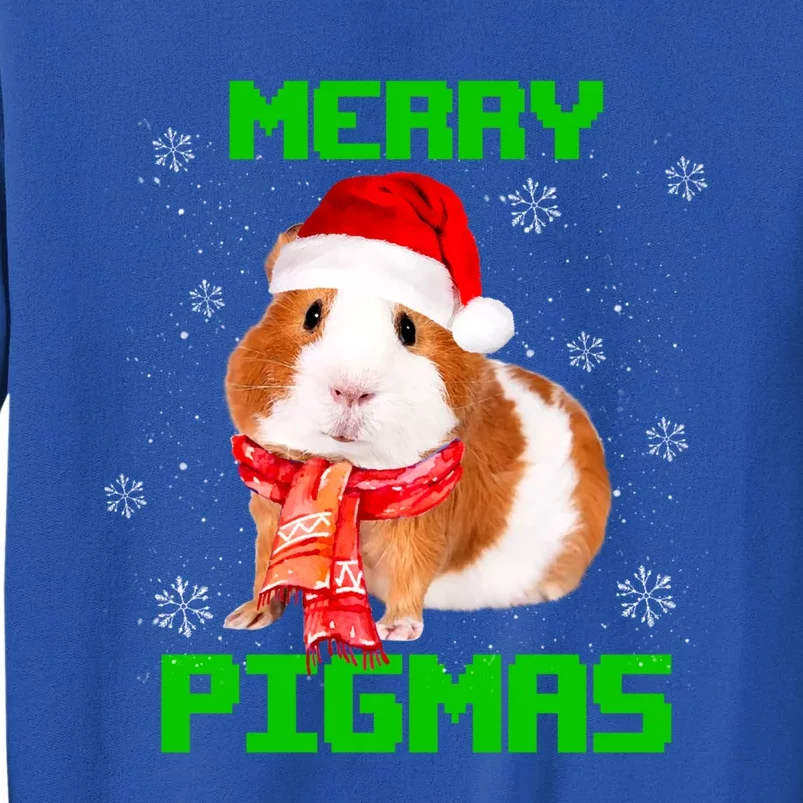 Merry Pigmas Christmas Guinea Pig Santa Hat Light In Snow Great Gift Tall Sweatshirt