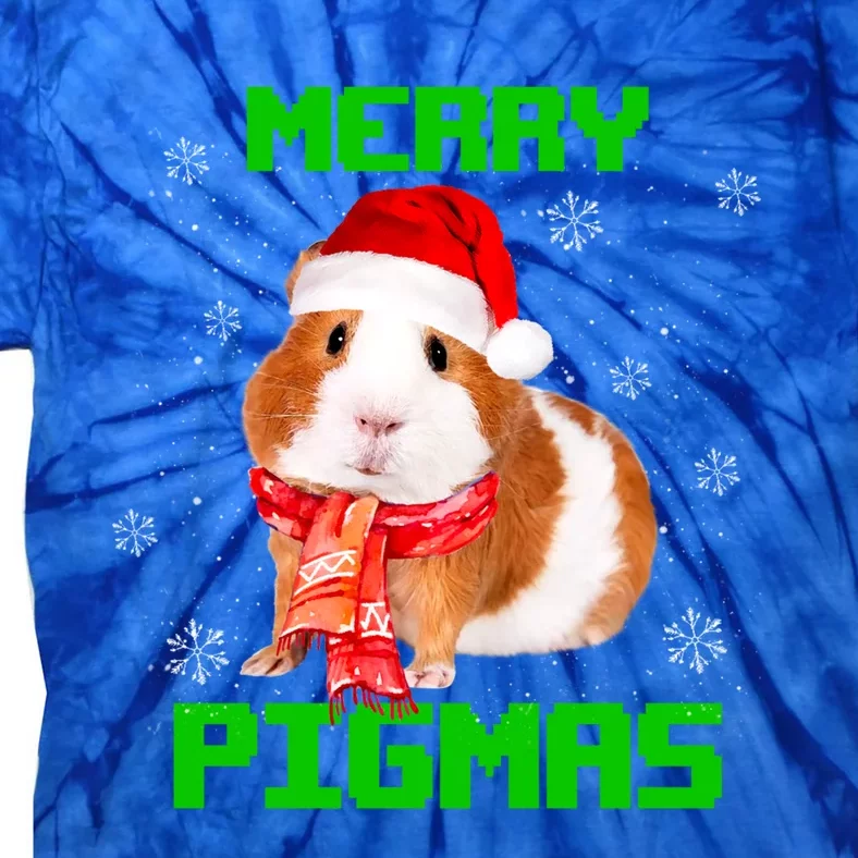 Merry Pigmas Christmas Guinea Pig Santa Hat Light In Snow Great Gift Tie-Dye T-Shirt