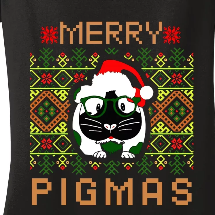 Merry Pigmas Christmas Women's V-Neck T-Shirt