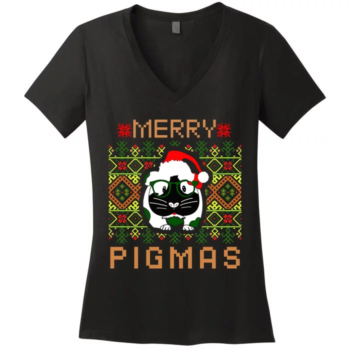 Merry Pigmas Christmas Women's V-Neck T-Shirt