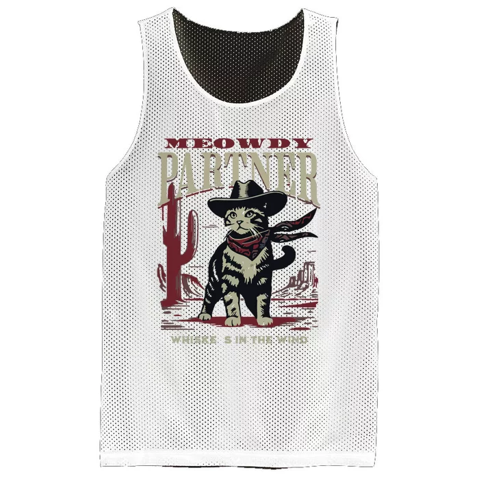 Meowdy Partner Cowboy Cat Vintage Cowboy Mesh Reversible Basketball Jersey Tank