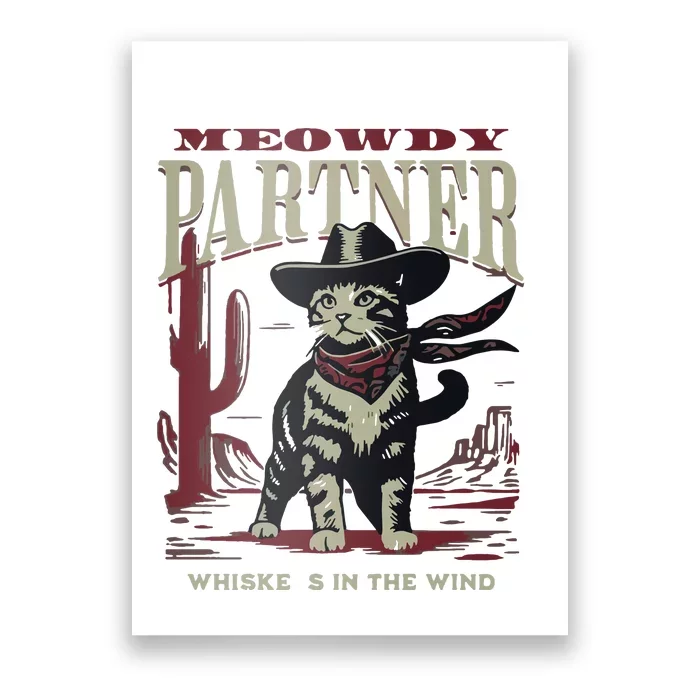 Meowdy Partner Cowboy Cat Vintage Cowboy Poster