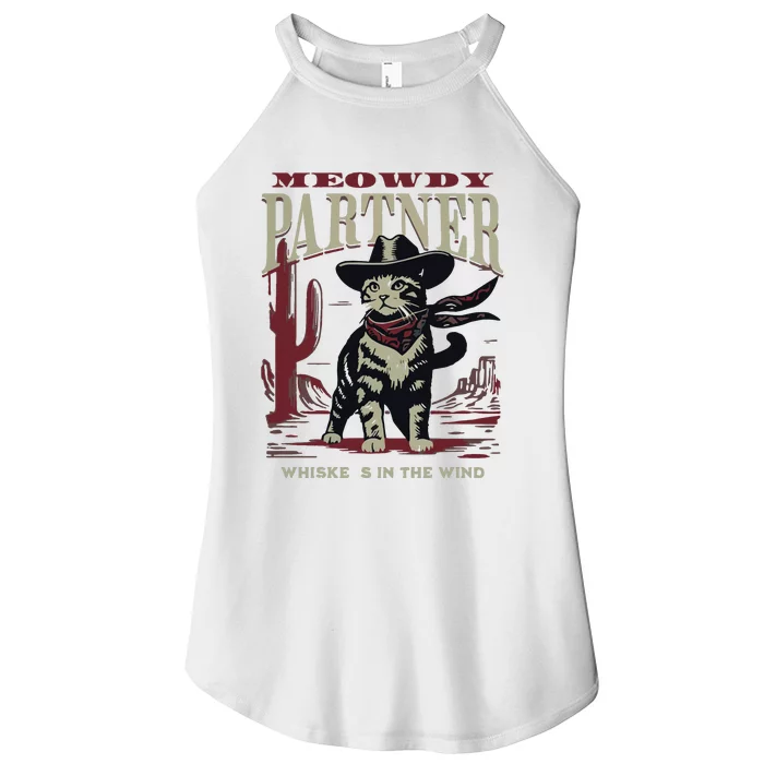 Meowdy Partner Cowboy Cat Vintage Cowboy Women’s Perfect Tri Rocker Tank