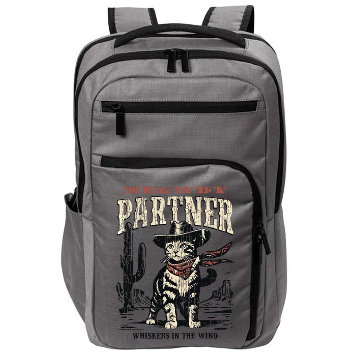 Meowdy Partner Cowboy Cat Vintage Impact Tech Backpack