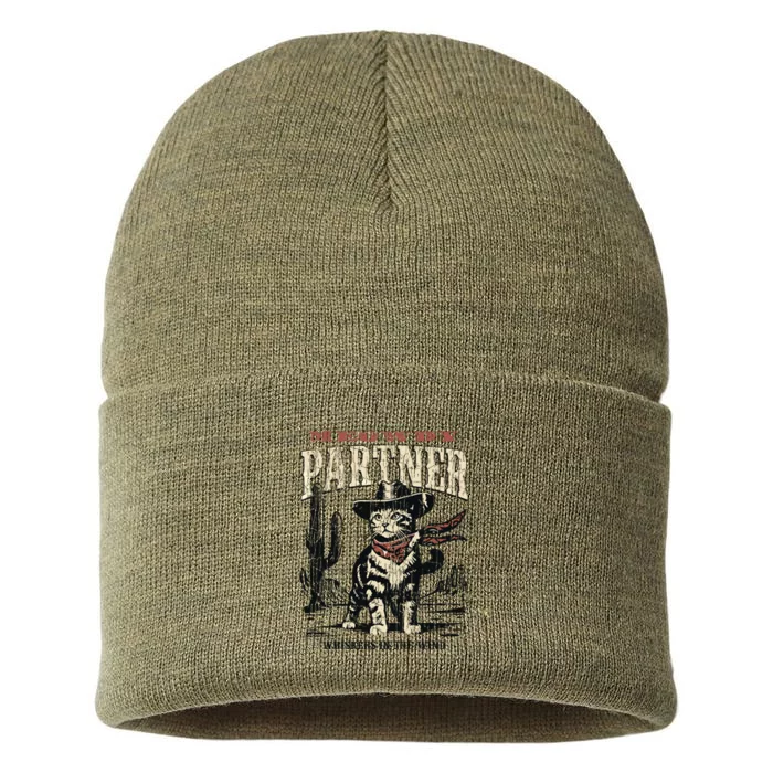 Meowdy Partner Cowboy Cat Vintage Sustainable Knit Beanie