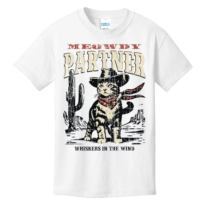 Meowdy Partner Cowboy Cat Vintage Kids T-Shirt