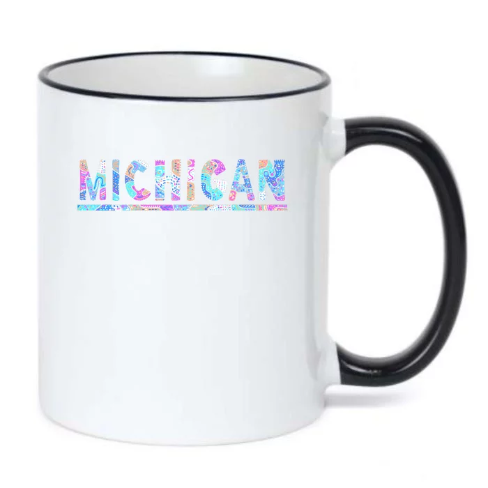 Michigan Patterned Curves Logo Black Color Changing Mug