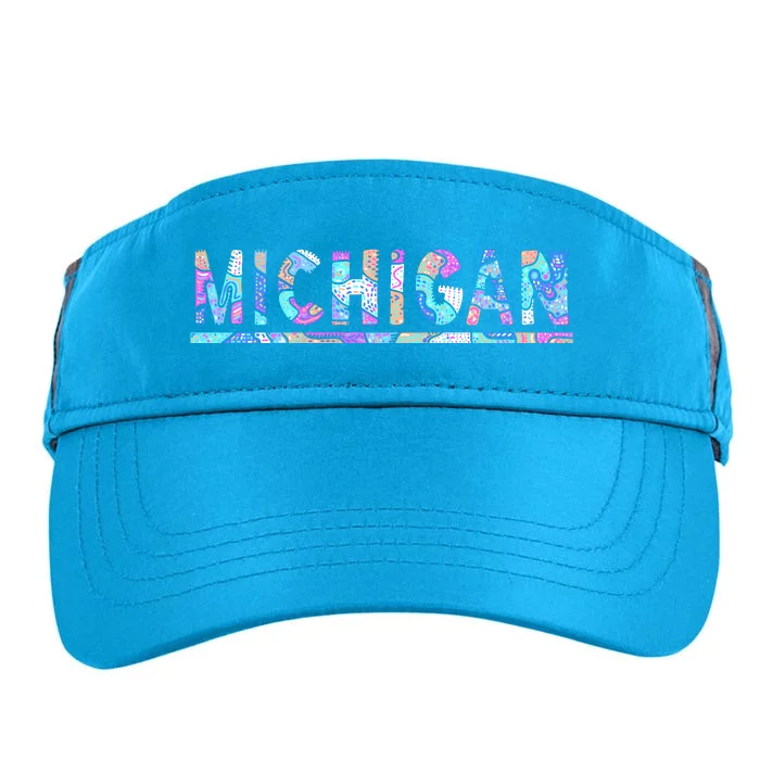 Michigan Patterned Curves Logo Adult Drive Performance Visor