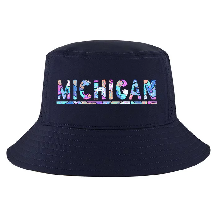 Michigan Patterned Curves Logo Cool Comfort Performance Bucket Hat