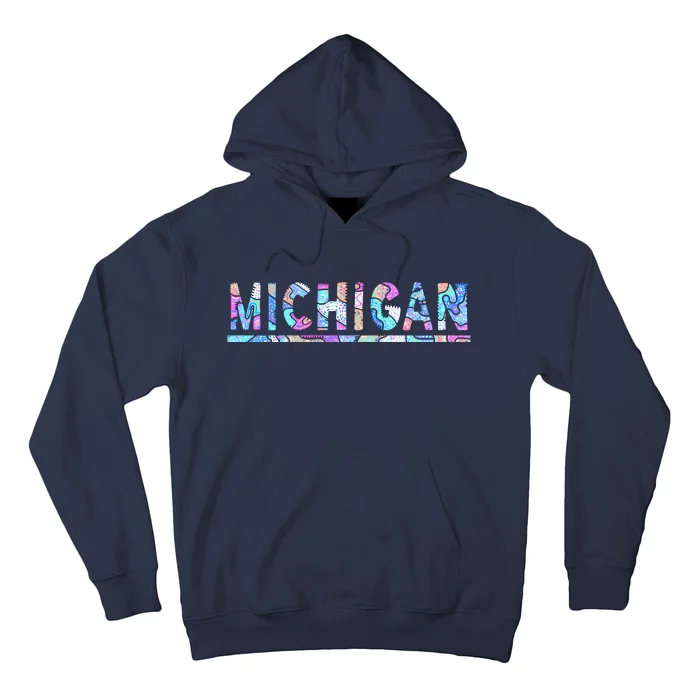 Michigan Patterned Curves Logo Hoodie