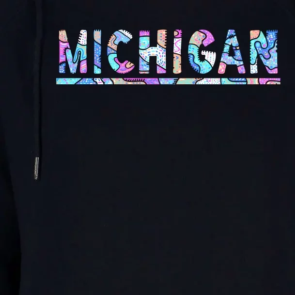 Michigan Patterned Curves Logo Womens Funnel Neck Pullover Hood