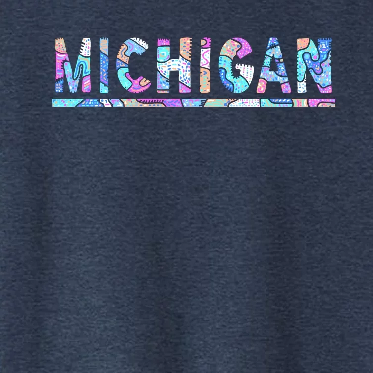 Michigan Patterned Curves Logo Women's Crop Top Tee