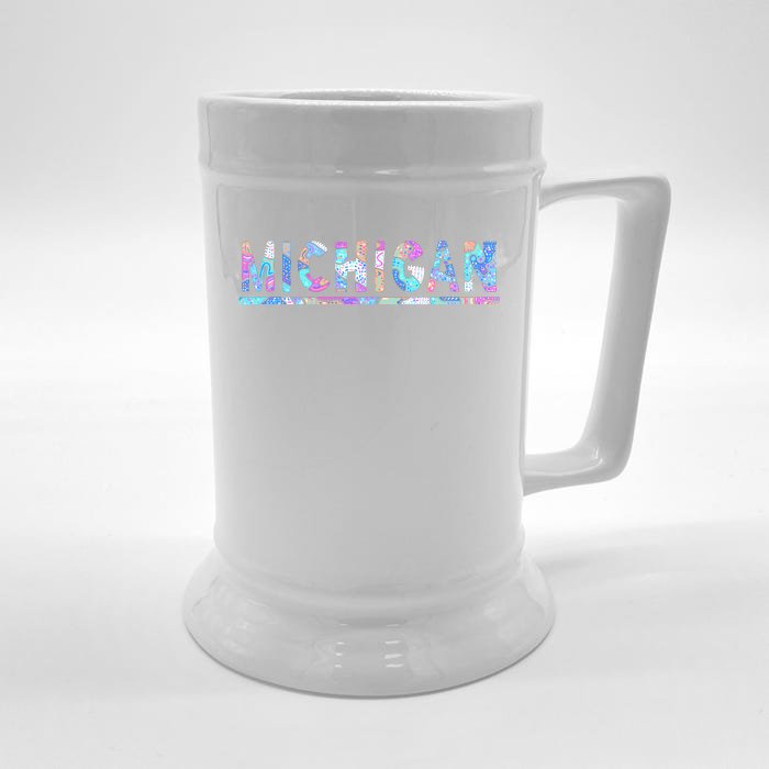 Michigan Patterned Curves Logo Front & Back Beer Stein