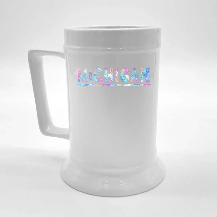 Michigan Patterned Curves Logo Front & Back Beer Stein