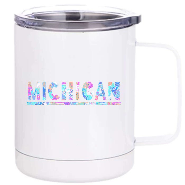 Michigan Patterned Curves Logo Front & Back 12oz Stainless Steel Tumbler Cup