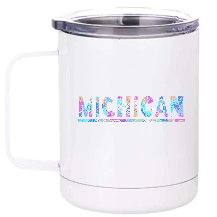 Michigan Patterned Curves Logo Front & Back 12oz Stainless Steel Tumbler Cup