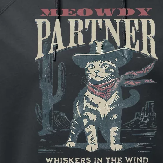 Meowdy Partner Cowboy Cat Country Western Performance Fleece Hoodie