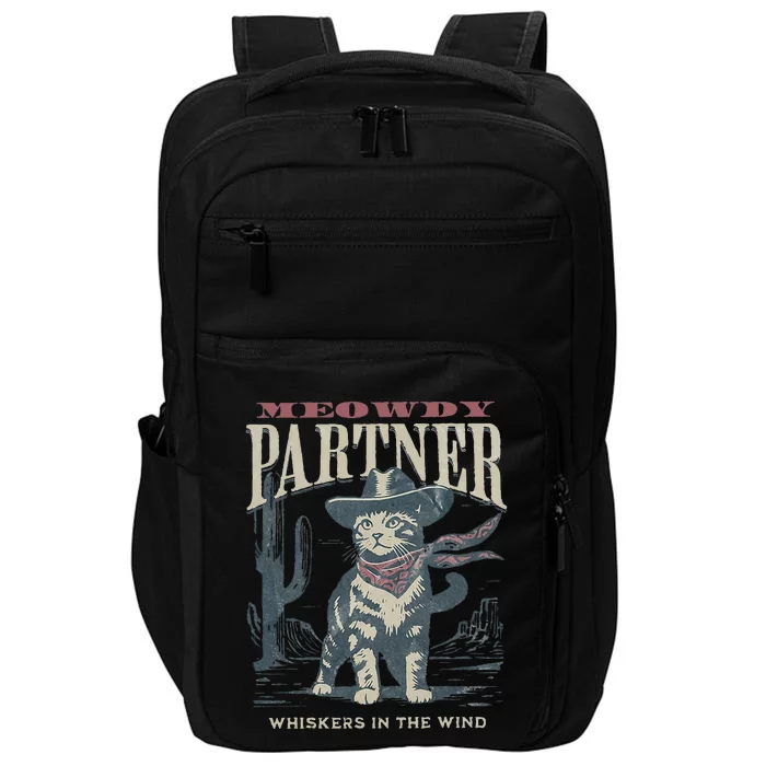 Meowdy Partner Cowboy Cat Country Western Impact Tech Backpack