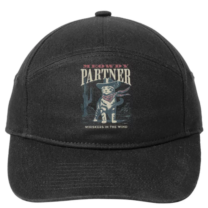 Meowdy Partner Cowboy Cat Country Western 7-Panel Snapback Hat