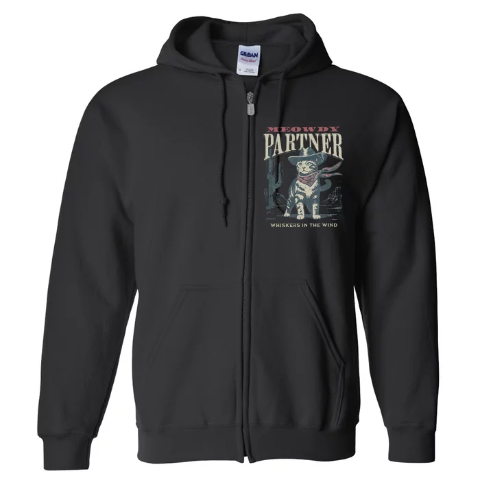 Meowdy Partner Cowboy Cat Country Western Full Zip Hoodie