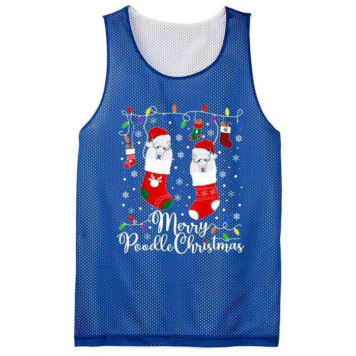 Merry Poodle Christmas Poodle Xmas Party Poodle Cool Gift Mesh Reversible Basketball Jersey Tank